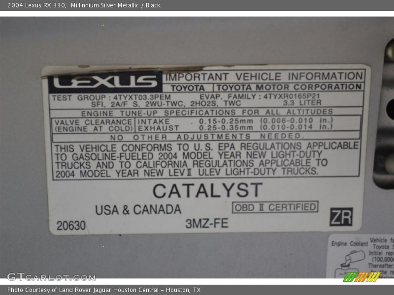 Millinnium Silver Metallic / Black 2004 Lexus RX 330