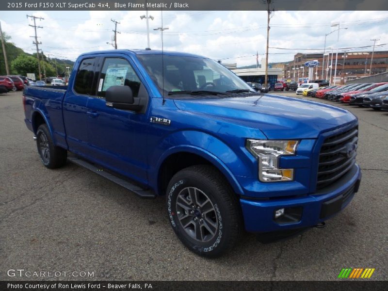 Blue Flame Metallic / Black 2015 Ford F150 XLT SuperCab 4x4