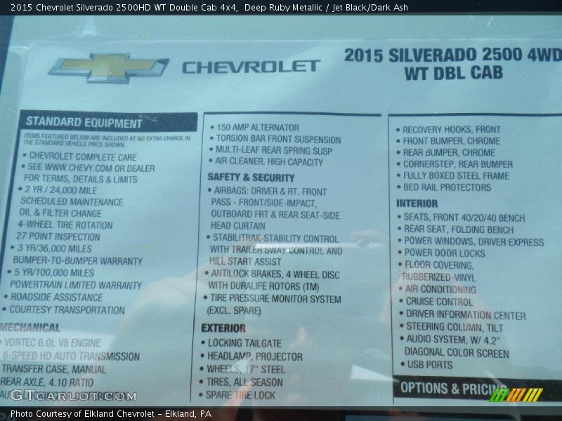 Deep Ruby Metallic / Jet Black/Dark Ash 2015 Chevrolet Silverado 2500HD WT Double Cab 4x4