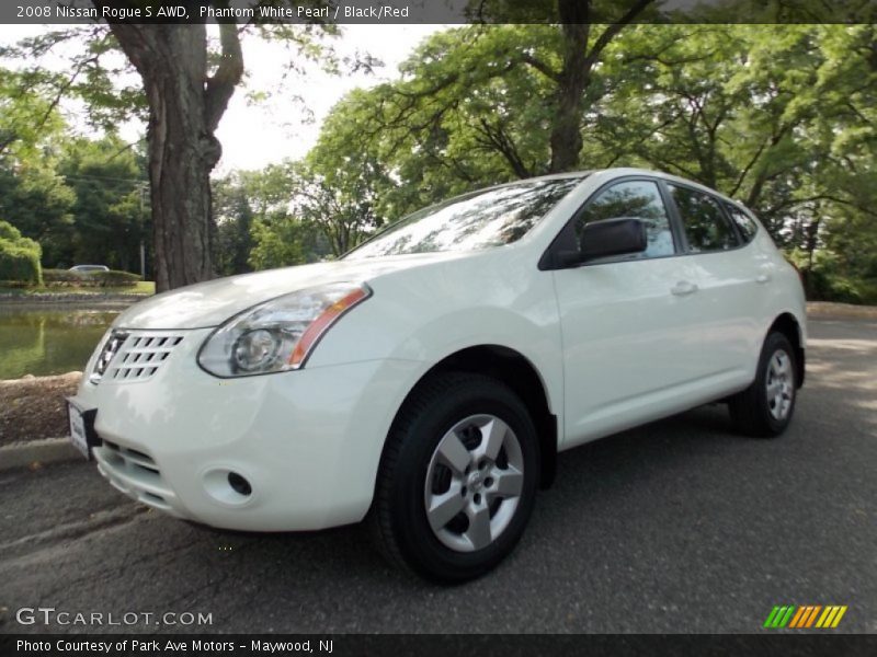Phantom White Pearl / Black/Red 2008 Nissan Rogue S AWD