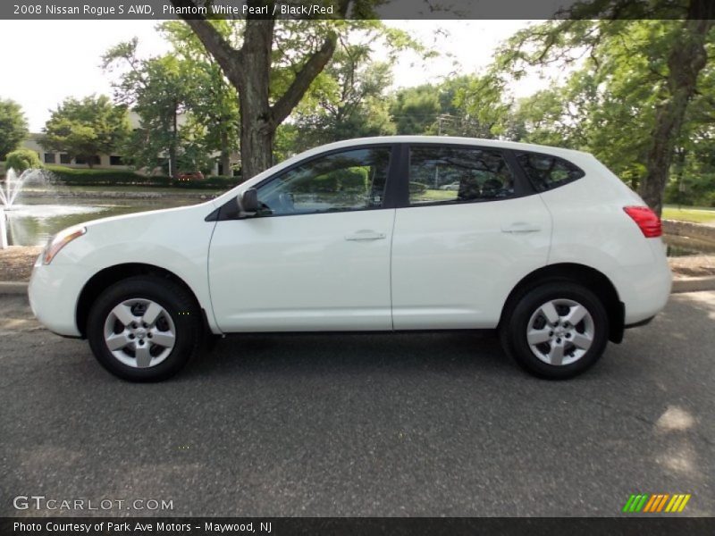 Phantom White Pearl / Black/Red 2008 Nissan Rogue S AWD
