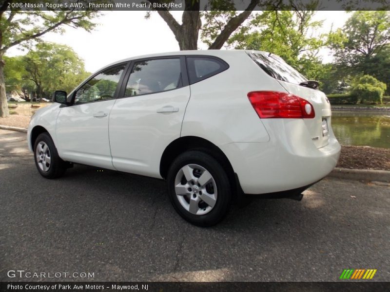 Phantom White Pearl / Black/Red 2008 Nissan Rogue S AWD