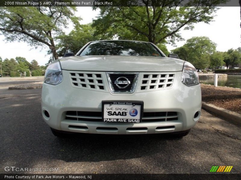 Phantom White Pearl / Black/Red 2008 Nissan Rogue S AWD