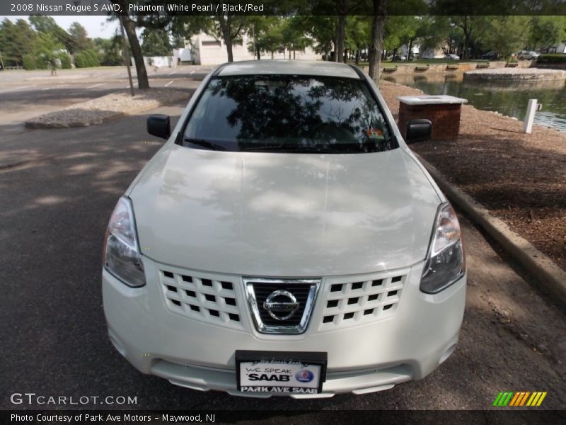 Phantom White Pearl / Black/Red 2008 Nissan Rogue S AWD