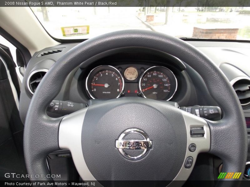 Phantom White Pearl / Black/Red 2008 Nissan Rogue S AWD