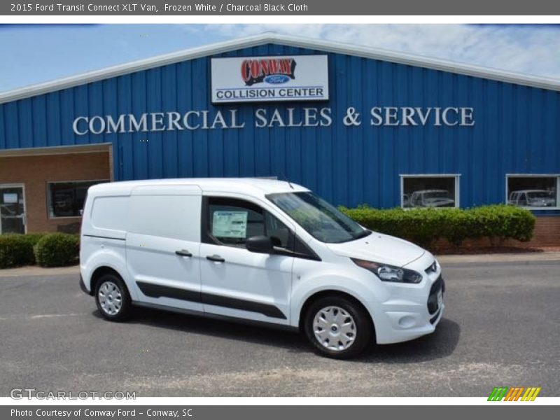 Frozen White / Charcoal Black Cloth 2015 Ford Transit Connect XLT Van