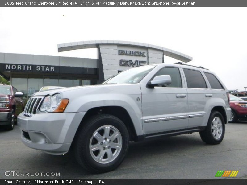 Bright Silver Metallic / Dark Khaki/Light Graystone Royal Leather 2009 Jeep Grand Cherokee Limited 4x4