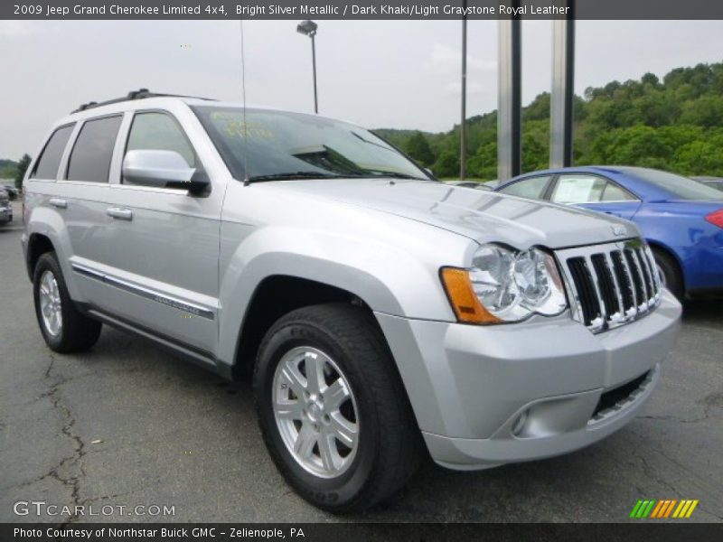 Bright Silver Metallic / Dark Khaki/Light Graystone Royal Leather 2009 Jeep Grand Cherokee Limited 4x4