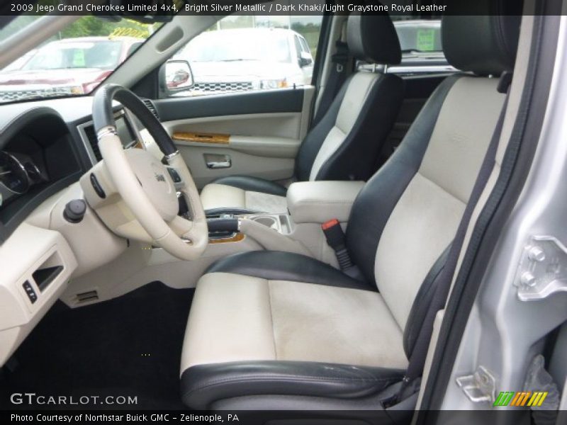 Bright Silver Metallic / Dark Khaki/Light Graystone Royal Leather 2009 Jeep Grand Cherokee Limited 4x4