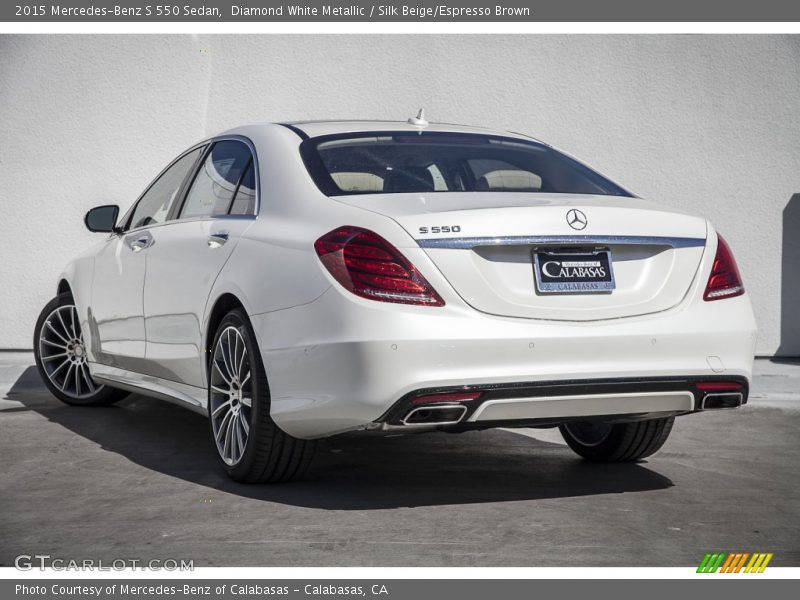 Diamond White Metallic / Silk Beige/Espresso Brown 2015 Mercedes-Benz S 550 Sedan