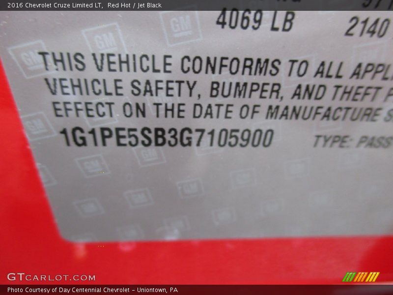 Red Hot / Jet Black 2016 Chevrolet Cruze Limited LT