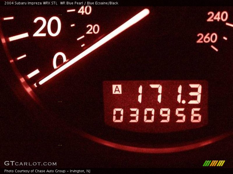 WR Blue Pearl / Blue Ecsaine/Black 2004 Subaru Impreza WRX STi