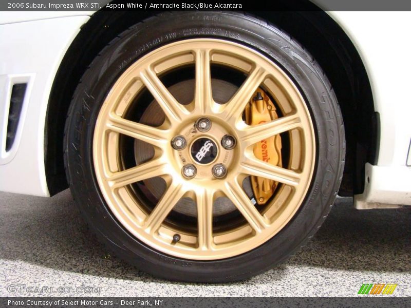 Aspen White / Anthracite Black/Blue Alcantara 2006 Subaru Impreza WRX STi