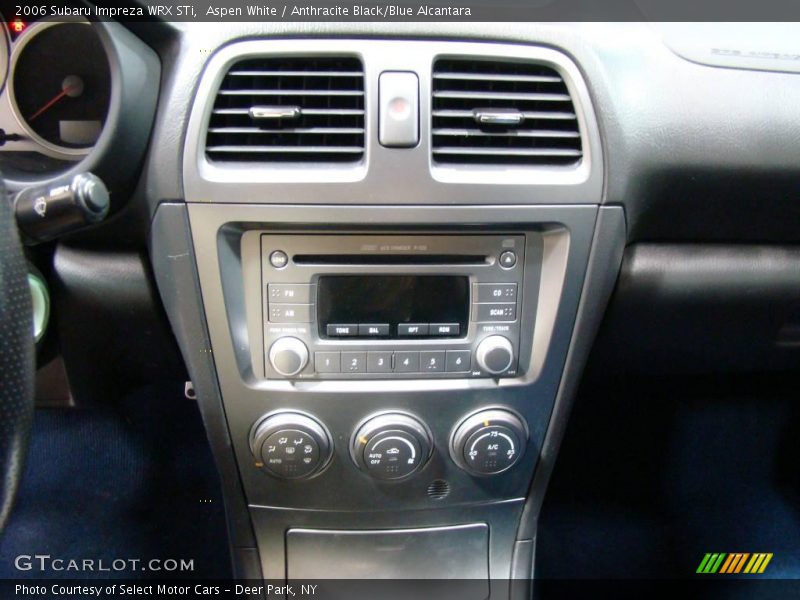 Aspen White / Anthracite Black/Blue Alcantara 2006 Subaru Impreza WRX STi