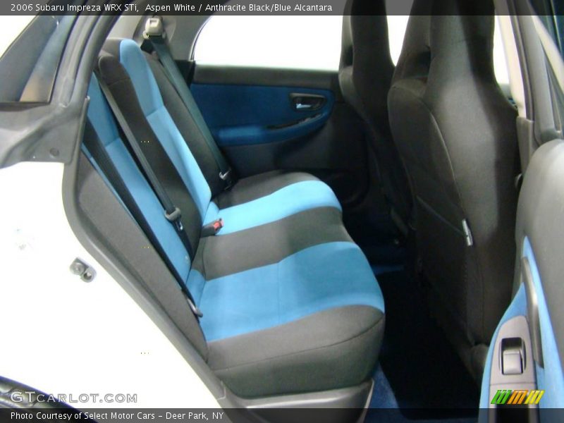 Aspen White / Anthracite Black/Blue Alcantara 2006 Subaru Impreza WRX STi