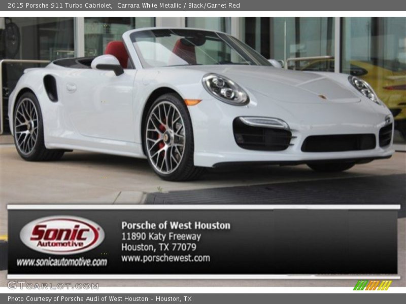 Carrara White Metallic / Black/Garnet Red 2015 Porsche 911 Turbo Cabriolet