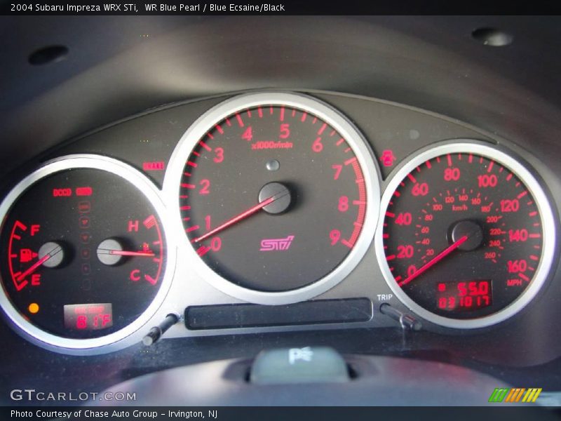 WR Blue Pearl / Blue Ecsaine/Black 2004 Subaru Impreza WRX STi