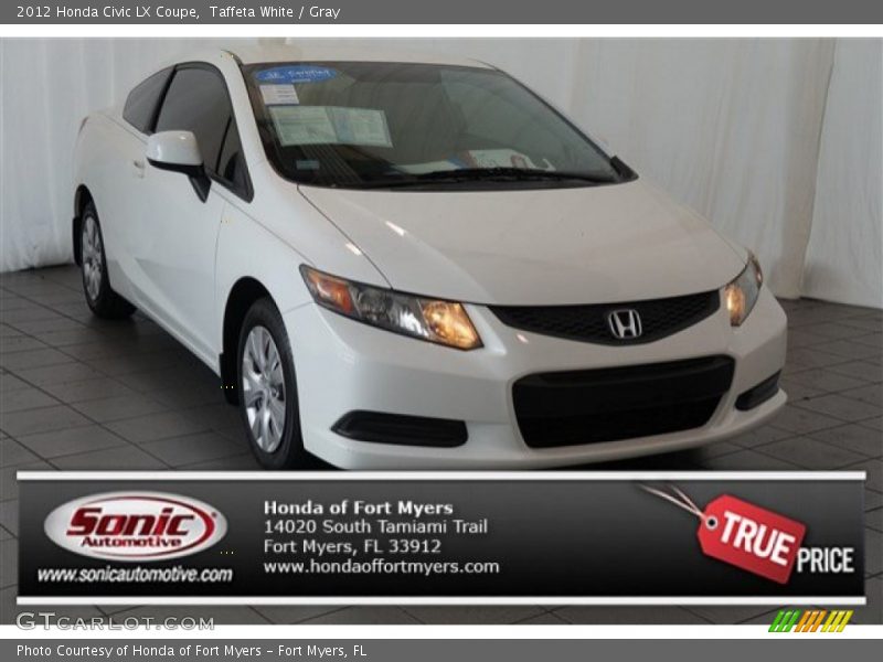 Taffeta White / Gray 2012 Honda Civic LX Coupe