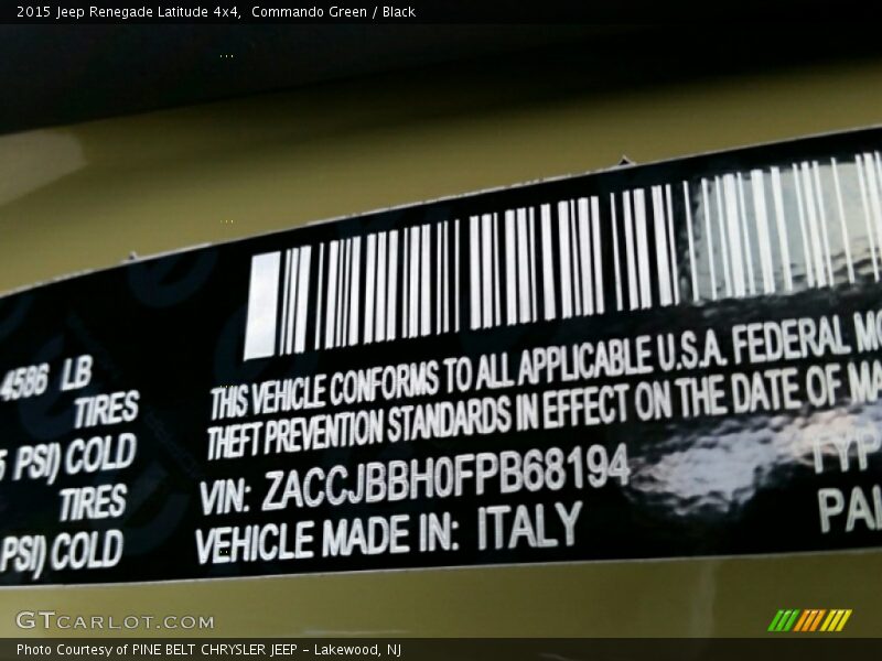 Commando Green / Black 2015 Jeep Renegade Latitude 4x4