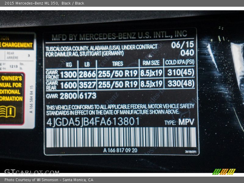 Black / Black 2015 Mercedes-Benz ML 350