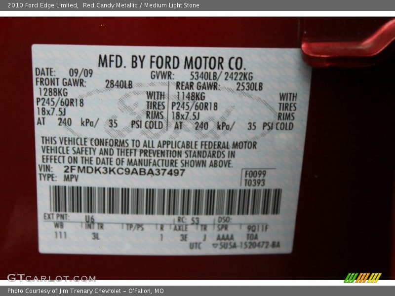 Red Candy Metallic / Medium Light Stone 2010 Ford Edge Limited