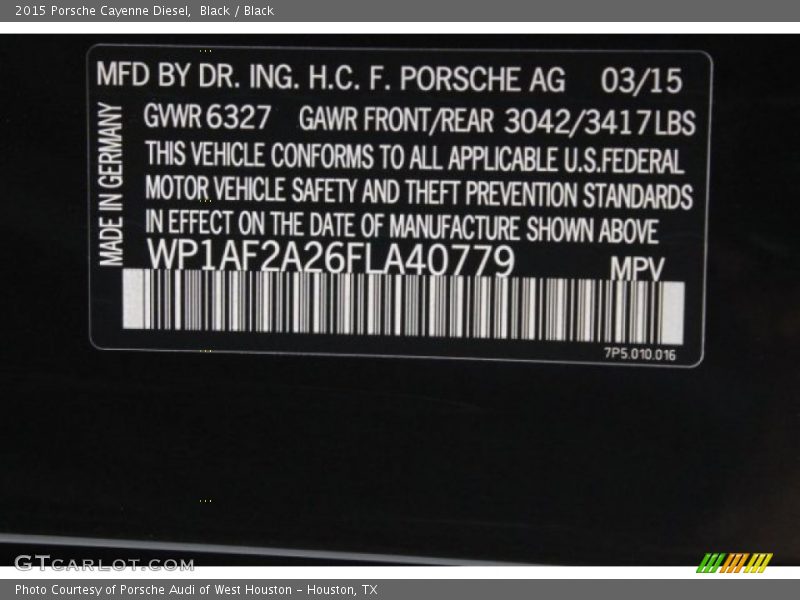 Black / Black 2015 Porsche Cayenne Diesel