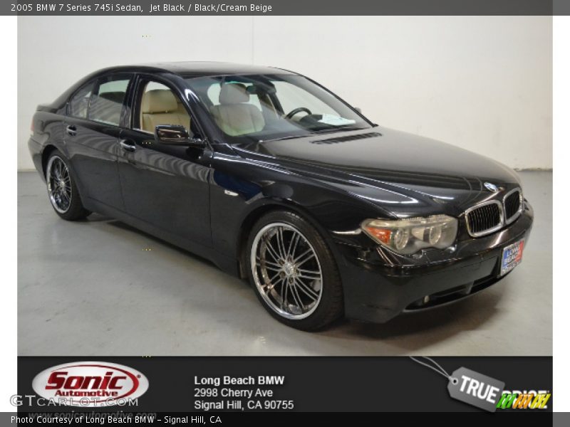 Jet Black / Black/Cream Beige 2005 BMW 7 Series 745i Sedan