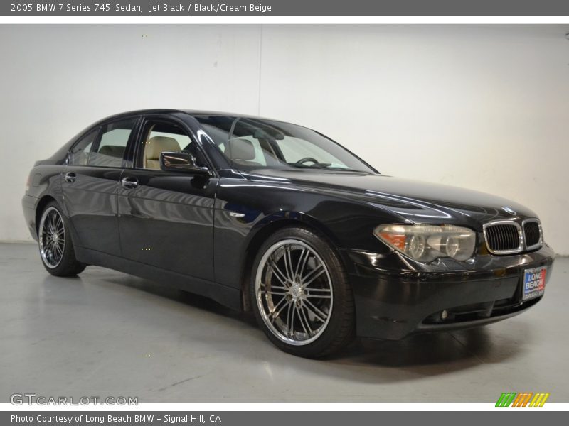 Jet Black / Black/Cream Beige 2005 BMW 7 Series 745i Sedan