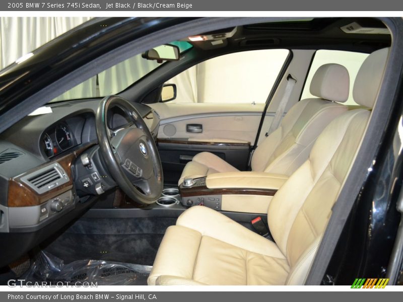 Jet Black / Black/Cream Beige 2005 BMW 7 Series 745i Sedan