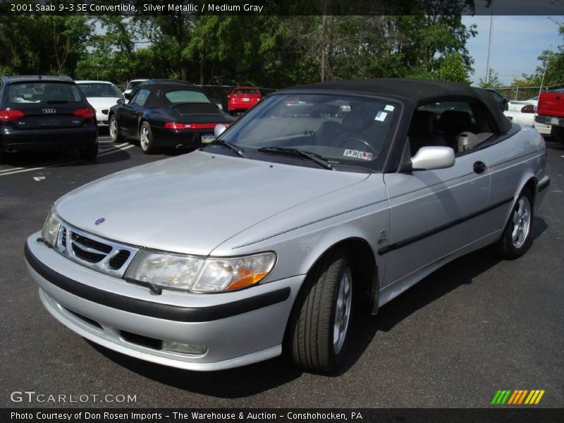 Silver Metallic / Medium Gray 2001 Saab 9-3 SE Convertible