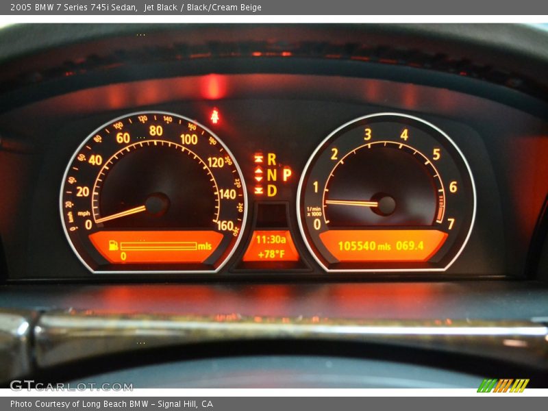 Jet Black / Black/Cream Beige 2005 BMW 7 Series 745i Sedan