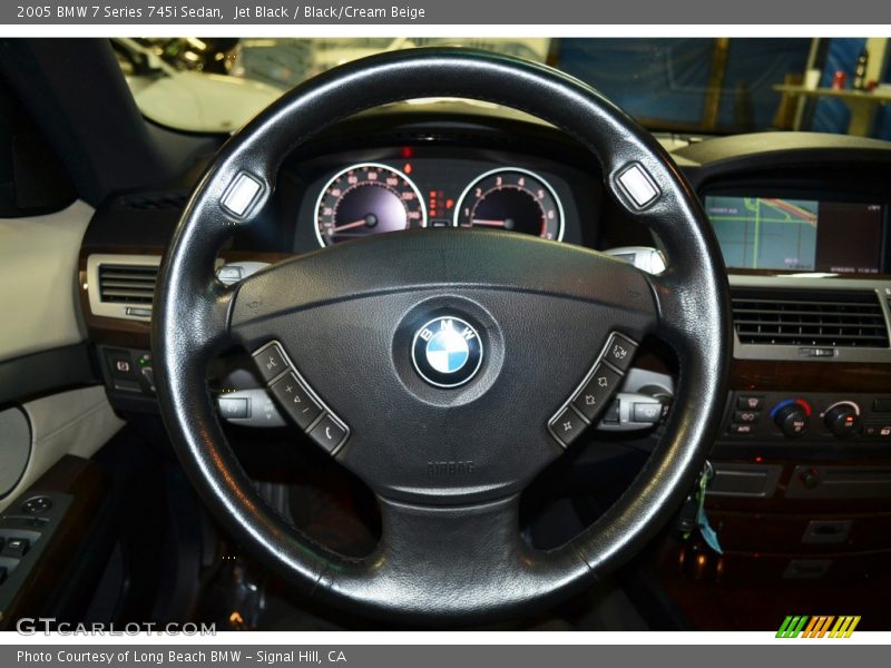 Jet Black / Black/Cream Beige 2005 BMW 7 Series 745i Sedan