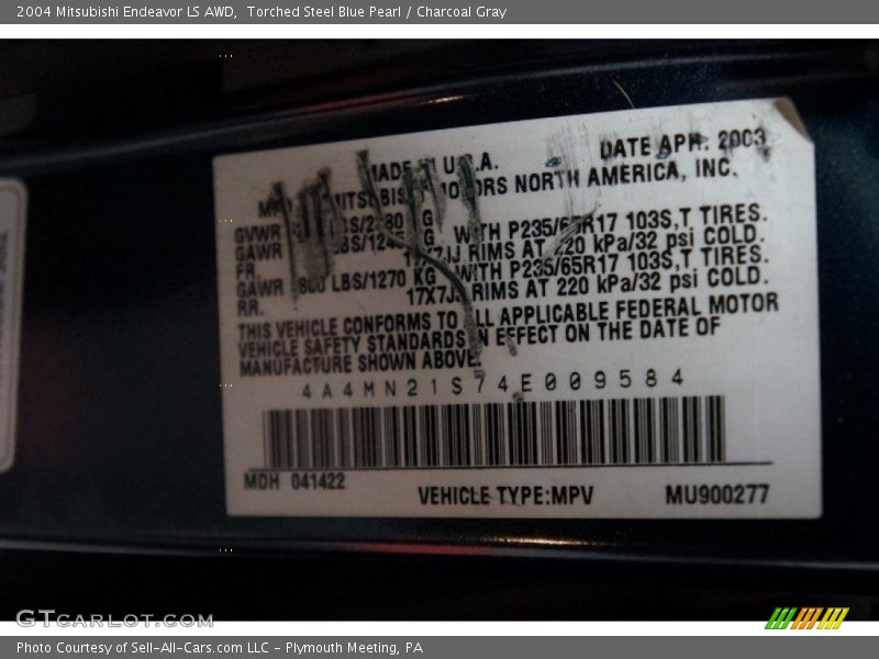 Torched Steel Blue Pearl / Charcoal Gray 2004 Mitsubishi Endeavor LS AWD