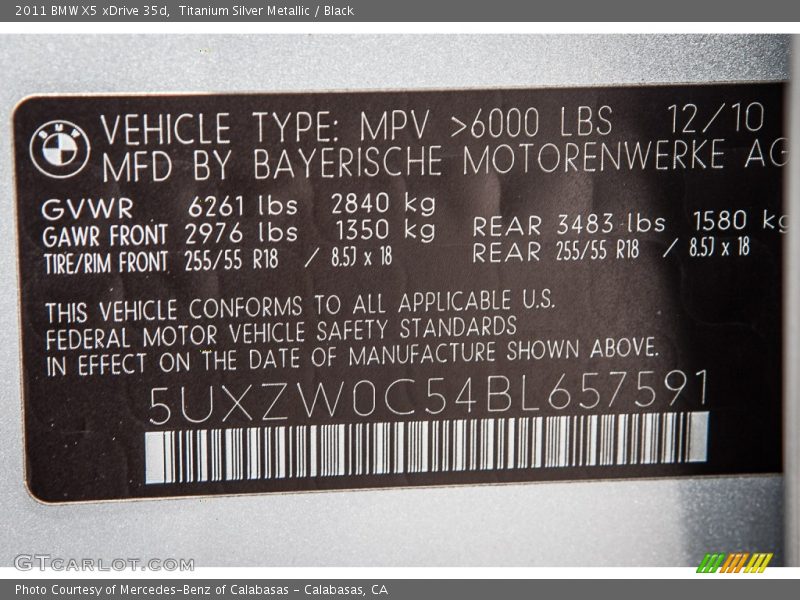 Titanium Silver Metallic / Black 2011 BMW X5 xDrive 35d