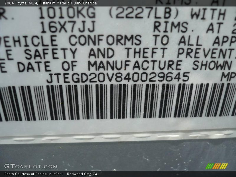 Titanium Metallic / Dark Charcoal 2004 Toyota RAV4