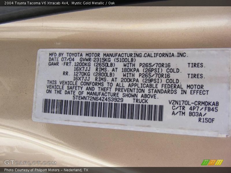Mystic Gold Metallic / Oak 2004 Toyota Tacoma V6 Xtracab 4x4