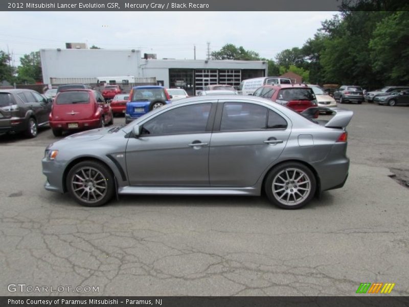 Mercury Gray / Black Recaro 2012 Mitsubishi Lancer Evolution GSR