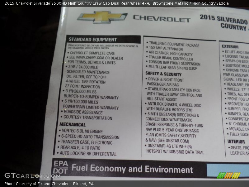 Brownstone Metallic / High Country Saddle 2015 Chevrolet Silverado 3500HD High Country Crew Cab Dual Rear Wheel 4x4