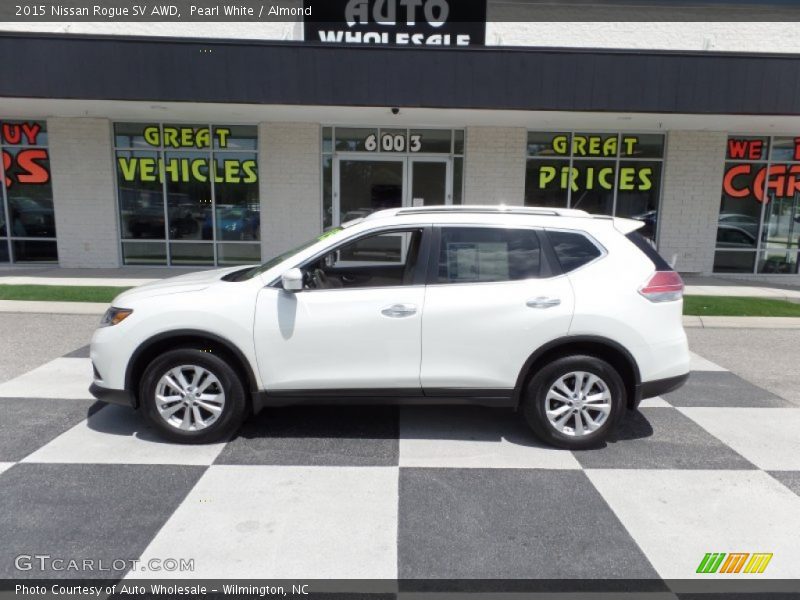 Pearl White / Almond 2015 Nissan Rogue SV AWD