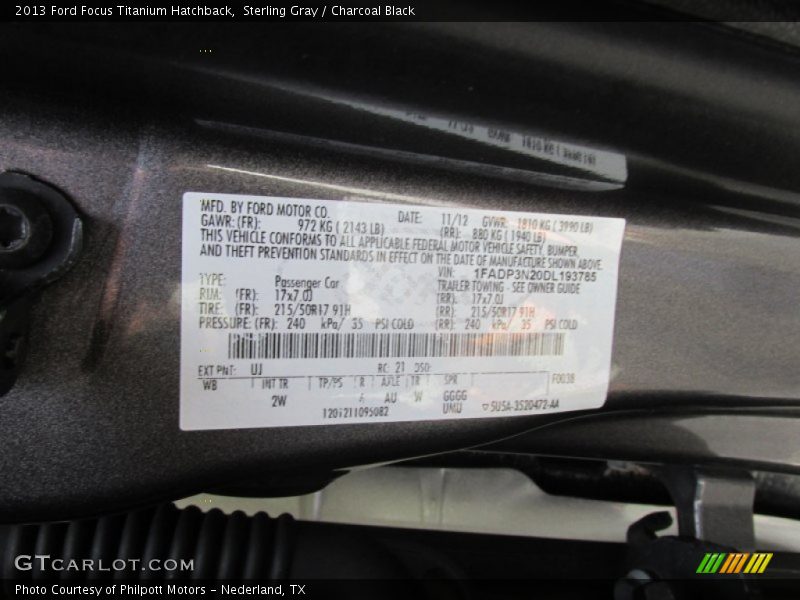 Sterling Gray / Charcoal Black 2013 Ford Focus Titanium Hatchback