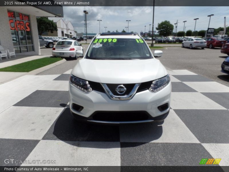Pearl White / Almond 2015 Nissan Rogue SV AWD