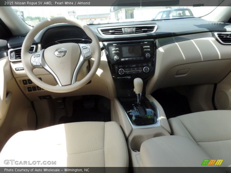 Pearl White / Almond 2015 Nissan Rogue SV AWD