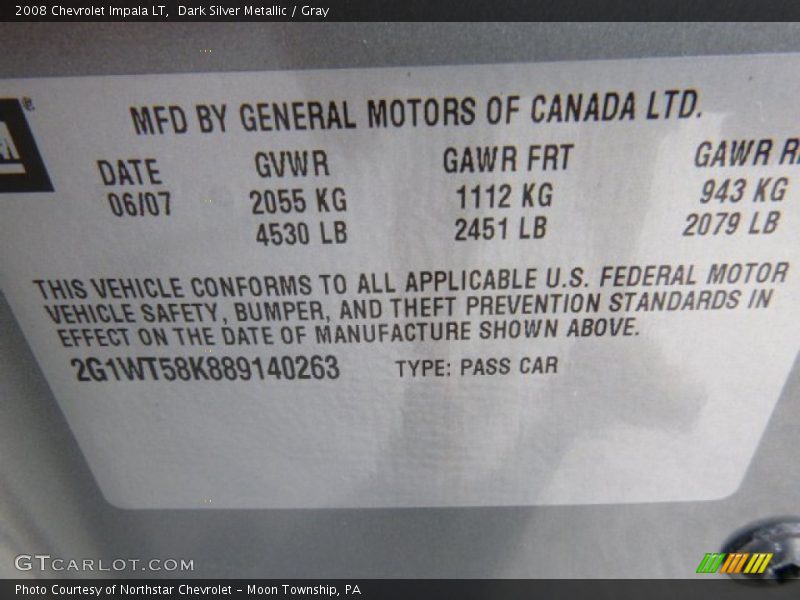 Dark Silver Metallic / Gray 2008 Chevrolet Impala LT