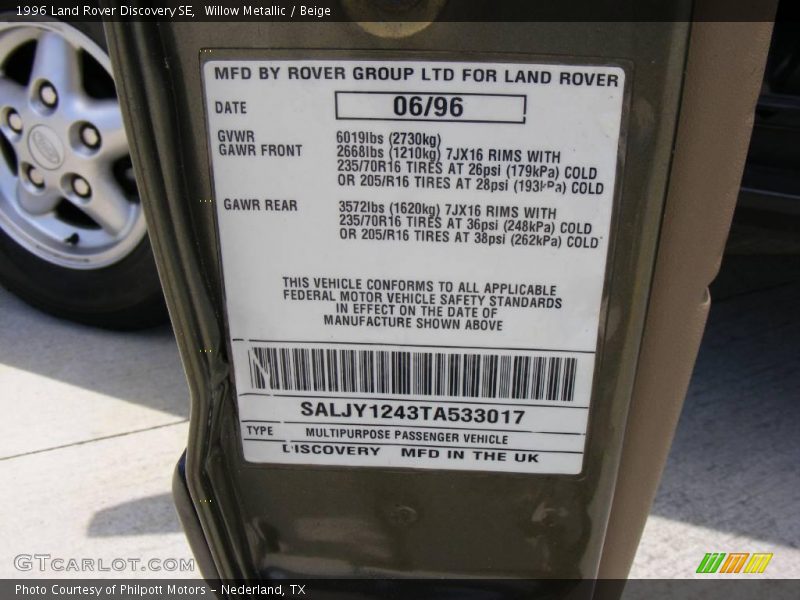 Willow Metallic / Beige 1996 Land Rover Discovery SE