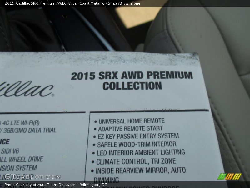 Silver Coast Metallic / Shale/Brownstone 2015 Cadillac SRX Premium AWD