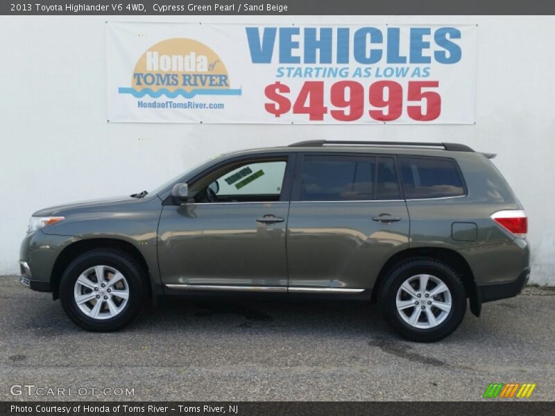 Cypress Green Pearl / Sand Beige 2013 Toyota Highlander V6 4WD