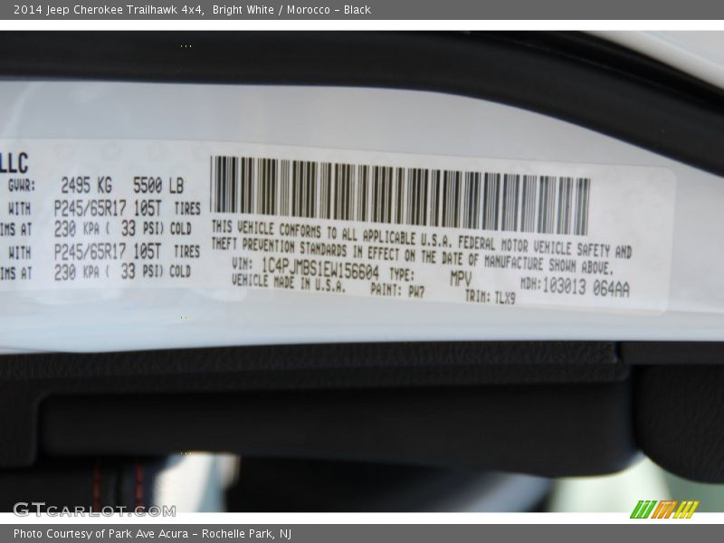 Bright White / Morocco - Black 2014 Jeep Cherokee Trailhawk 4x4