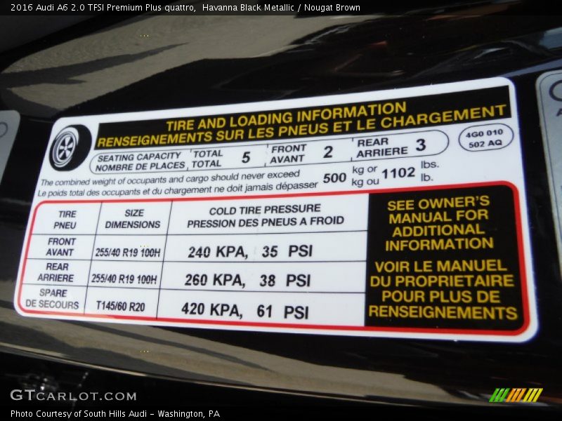 Havanna Black Metallic / Nougat Brown 2016 Audi A6 2.0 TFSI Premium Plus quattro