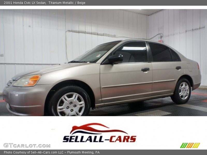 Titanium Metallic / Beige 2001 Honda Civic LX Sedan