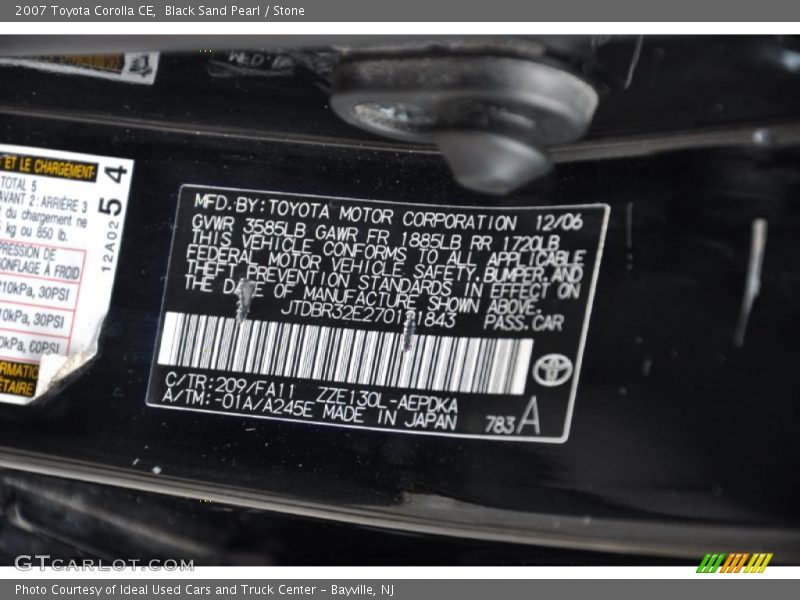 Black Sand Pearl / Stone 2007 Toyota Corolla CE